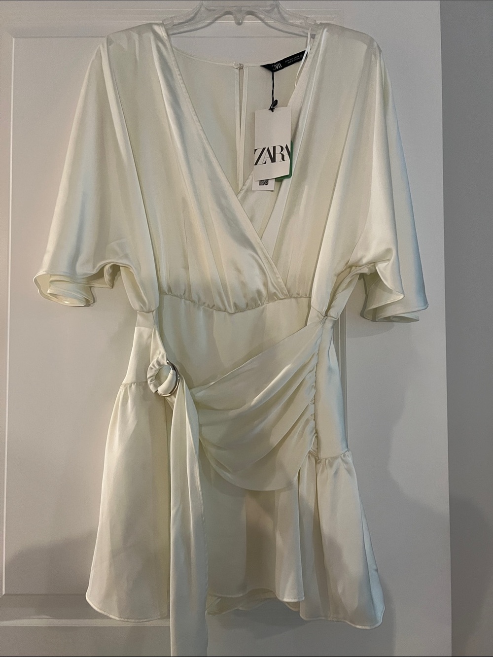 ZARA Ivory Satin Wrap Mini Romper